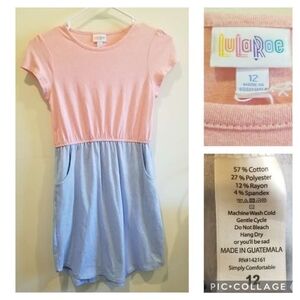 LuLaRoe Kids Dress in Peach and Light Blue